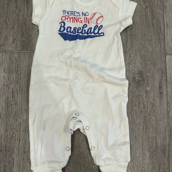None Other - White Baseball Baby Onesie